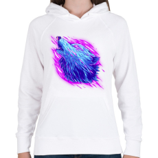 PRINTFASHION Neon farkas - Női kapucnis pulóver - Fehér