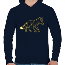 PRINTFASHION Neon Fox - Férfi kapucnis pulóver - Sötétkék férfi pulóver, kardigán