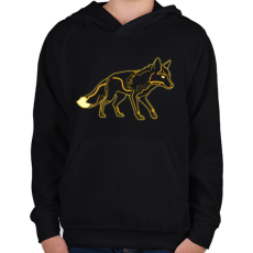PRINTFASHION Neon Fox - Gyerek kapucnis pulóver - Fekete