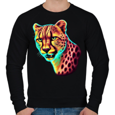 PRINTFASHION Neon gepárd  - Férfi pulóver - Fekete