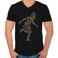 PRINTFASHION Neon női focista - Férfi V-nyakú póló - Fekete férfi póló