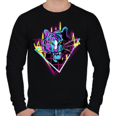 PRINTFASHION Neon tigris - Férfi pulóver - Fekete