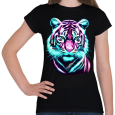 PRINTFASHION Neon tigris - Női póló - Fekete