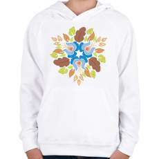 PRINTFASHION Népi motívumos mandala - Gyerek kapucnis pulóver - Fehér