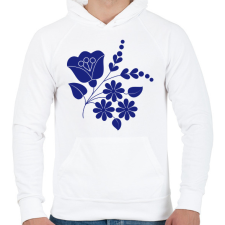 PRINTFASHION Népművészeti minta - Férfi kapucnis pulóver - Fehér férfi pulóver, kardigán