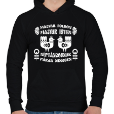 PRINTFASHION Néptáncosnak párja nincsen (fehér) - Férfi kapucnis pulóver - Fekete férfi pulóver, kardigán