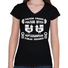 PRINTFASHION Néptáncosnak párja nincsen (fehér) - Női V-nyakú póló - Fekete női póló