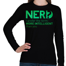 PRINTFASHION Nerd - Női hosszú ujjú póló - Fekete