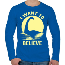 PRINTFASHION Nessi - Férfi hosszú ujjú póló - Királykék férfi póló