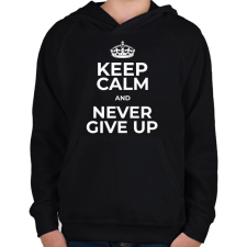 PRINTFASHION NEVER GIVE UP 2 - Gyerek kapucnis pulóver - Fekete gyerek pulóver, kardigán