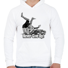 PRINTFASHION Never give up - Férfi kapucnis pulóver - Fehér