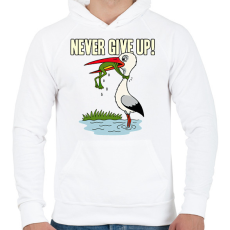 PRINTFASHION Never Give Up! - Férfi kapucnis pulóver - Fehér