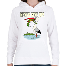 PRINTFASHION Never Give Up! - Női kapucnis pulóver - Fehér női pulóver, kardigán