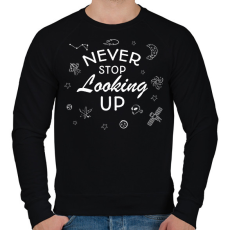 PRINTFASHION Never stop looking up (white) - Férfi pulóver - Fekete