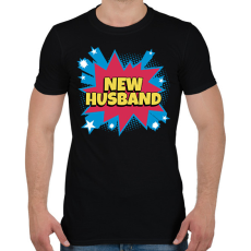 PRINTFASHION NEW HUSBAND - Férfi póló - Fekete