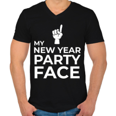 PRINTFASHION NEW YEAR PARTY FACE - Férfi V-nyakú póló - Fekete