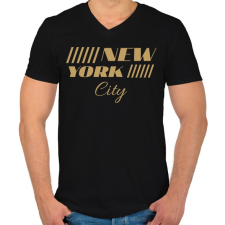 PRINTFASHION New York City  - Férfi V-nyakú póló - Fekete férfi póló