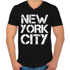 PRINTFASHION New York City - Férfi V-nyakú póló - Fekete