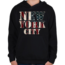 PRINTFASHION New York City - Gyerek kapucnis pulóver - Fekete gyerek pulóver, kardigán