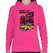 PRINTFASHION New York City - Női kapucnis pulóver - Fukszia női pulóver, kardigán