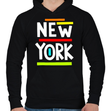 PRINTFASHION NEW YORK - Férfi kapucnis pulóver - Fekete férfi pulóver, kardigán