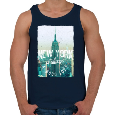 PRINTFASHION New York mindig jó ötlet - Férfi atléta - Sötétkék atléta, trikó