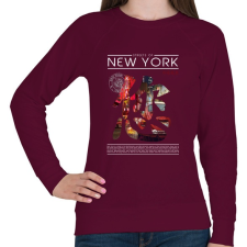 PRINTFASHION New York utcái - Női pulóver - Bordó női pulóver, kardigán