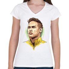 PRINTFASHION Neymar da Silva Santos Júnior - Női V-nyakú póló - Fehér