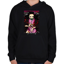 PRINTFASHION Nezuko Kamado-Demon Slayer - Gyerek kapucnis pulóver - Fekete gyerek pulóver, kardigán