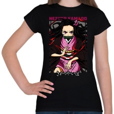 PRINTFASHION Nezuko Kamado-Demon Slayer - Női póló - Fekete női póló