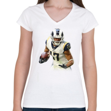 PRINTFASHION NFL Player - Női V-nyakú póló - Fehér