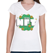 PRINTFASHION NFT vagyok - non fungibe token - Női V-nyakú póló - Fehér női póló