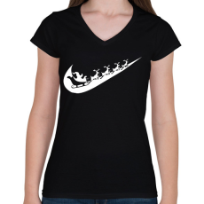 PRINTFASHION nike márkaparódia fehér - Női V-nyakú póló - Fekete
