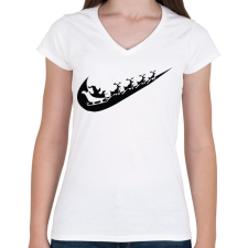 PRINTFASHION nike márkaparódia fekete - Női V-nyakú póló - Fehér női póló