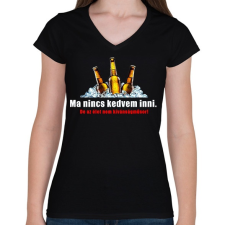 PRINTFASHION Nincs kedvem inni - Női V-nyakú póló - Fekete női póló