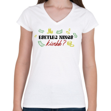 PRINTFASHION Nincs kisebb? - Női V-nyakú póló - Fehér