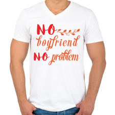 PRINTFASHION Nincs pasi, nincs gond - Férfi V-nyakú póló - Fehér férfi póló