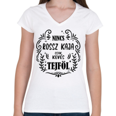 PRINTFASHION Nincs rossz kaja - Női V-nyakú póló - Fehér