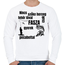 PRINTFASHION Nincs szőke herceg fehér lóval csak fasza gyerek pecabottal - Férfi pulóver - Fehér férfi pulóver, kardigán