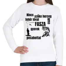 PRINTFASHION Nincs szőke herceg fehér lóval csak fasza gyerek pecabottal - Női pulóver - Fehér női pulóver, kardigán