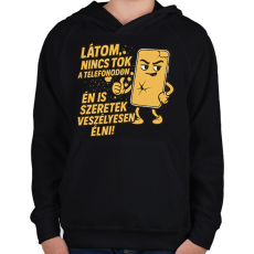 PRINTFASHION Nincs tok a telefonodon - Gyerek kapucnis pulóver - Fekete