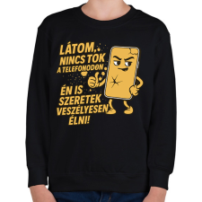 PRINTFASHION Nincs tok a telefonodon - Gyerek pulóver - Fekete gyerek pulóver, kardigán