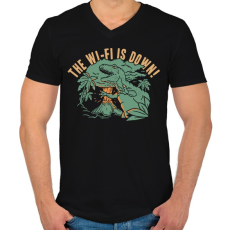 PRINTFASHION Nincs wifi - Férfi V-nyakú póló - Fekete