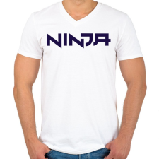 PRINTFASHION Ninja - Blue - Férfi V-nyakú póló - Fehér férfi póló