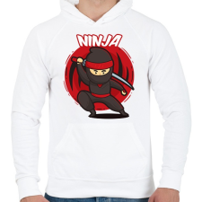 PRINTFASHION Ninja - Férfi kapucnis pulóver - Fehér férfi pulóver, kardigán