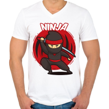 PRINTFASHION Ninja - Férfi V-nyakú póló - Fehér férfi póló