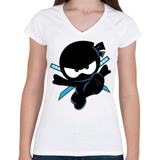 PRINTFASHION Ninja Kidz - Női V-nyakú póló - Fehér női póló
