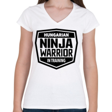 PRINTFASHION Ninja Warrior - Női V-nyakú póló - Fehér női póló