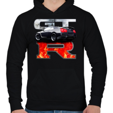 PRINTFASHION Nissan GTR - Férfi kapucnis pulóver - Fekete férfi pulóver, kardigán