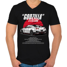 PRINTFASHION Nissan GTR R35 Nismo - Férfi V-nyakú póló - Fekete férfi póló